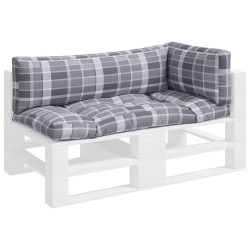 Coussins de palette 3 pcs carreaux gris tissu 