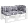 Coussins de palette 3 pcs carreaux gris tissu 