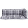 Coussins de palette 3 pcs carreaux gris tissu 
