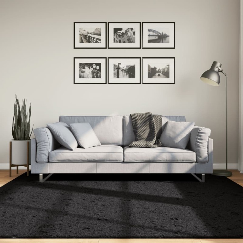 Tapis shaggy PAMPLONA poils longs moderne noir 200x200 cm Tapis shaggy PAMPLONA poils longs moderne noir 200x200 cm