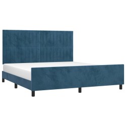 Cadre de lit sans matelas bleu foncé 160x200 cm velours 