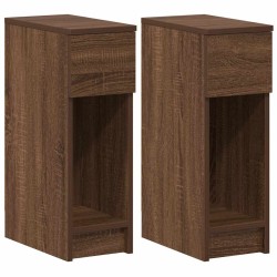 Tables de chevet avec tiroir 2 pcs chêne marron 20x36x60 cm 