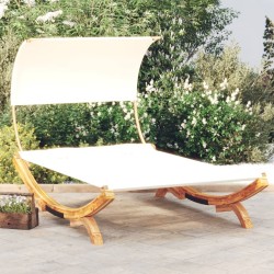 Lit repos avec auvent 165x203x126 cm Bois courbé massif Crème 
