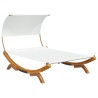 Lit repos avec auvent 165x203x126 cm Bois courbé massif Crème 