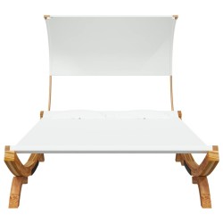Lit repos avec auvent 165x203x126 cm Bois courbé massif Crème 