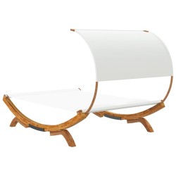 Lit repos avec auvent 165x203x126 cm Bois courbé massif Crème 