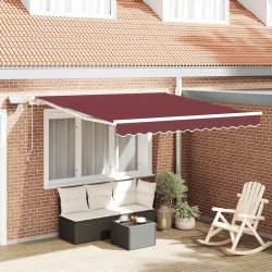 Auvent manuel rétractable avec LED bordeaux 300x250 cm 