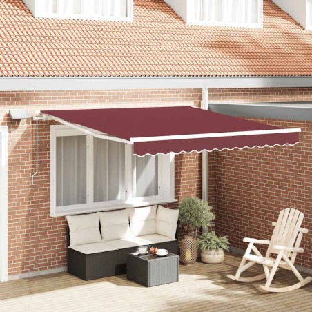Auvent manuel rétractable avec LED bordeaux 300x250 cm 