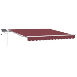 Auvent manuel rétractable avec LED bordeaux 300x250 cm 