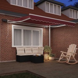 Auvent manuel rétractable avec LED bordeaux 300x250 cm 