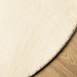 Tapis HUARTE à poils courts doux et lavable crème Ø 160 cm 