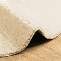 Tapis HUARTE à poils courts doux et lavable crème Ø 160 cm 