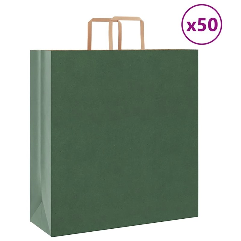 Sacs en papier 50 pcs avec poignées vert 45x17x48 cm 