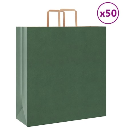 Sacs en papier 50 pcs avec poignées vert 45x17x48 cm 