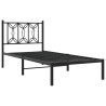 Cadre de lit métal sans matelas avec tête de lit noir 90x190 cm 