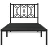 Cadre de lit métal sans matelas avec tête de lit noir 90x190 cm 