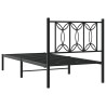 Cadre de lit métal sans matelas avec tête de lit noir 90x190 cm 