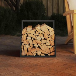 Portant de bois chauffage noir 40x40x40 cm 
