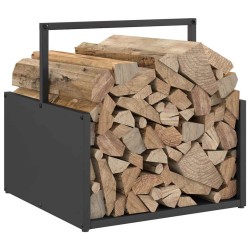 Portant de bois chauffage noir 40x40x40 cm 