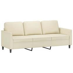 Canapé à 3 places avec repose-pieds Crème 180 cm Similicuir 