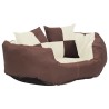 Coussin réversible lavable de chien Marron et crème 65x50x20 cm 
