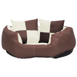 Coussin réversible lavable de chien Marron et crème 65x50x20 cm 