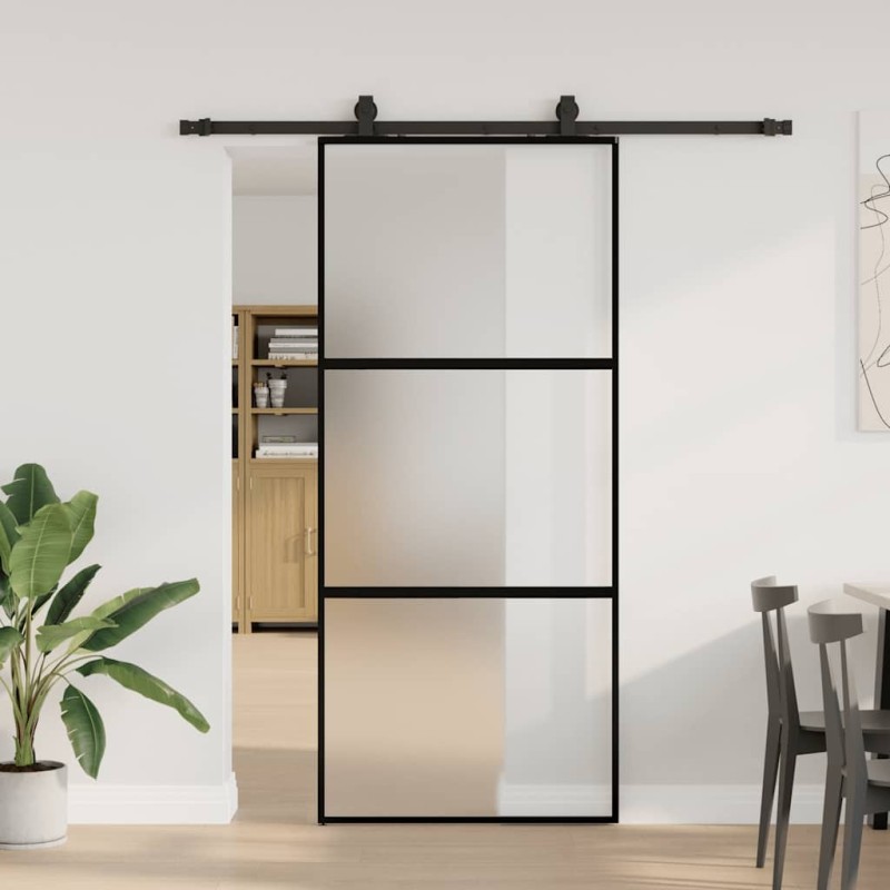 Porte coulissante avec kit de quincaillerie noir 90x205 cm 