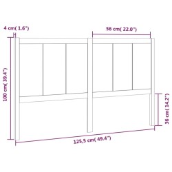 Tête de lit Gris 125,5x4x100 cm Bois massif de pin 