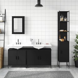 Ensemble de meubles salle de bain 4 pcs noir bois d'ingénierie 