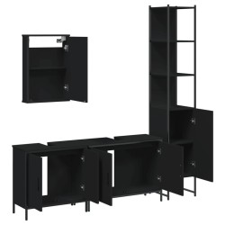 Ensemble de meubles salle de bain 4 pcs noir bois d'ingénierie 