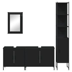 Ensemble de meubles salle de bain 4 pcs noir bois d'ingénierie 