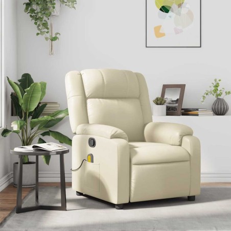 Fauteuil inclinable de massage Crème Similicuir 