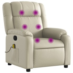 Fauteuil inclinable de massage Crème Similicuir 
