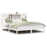 Lit bibliothèque sans matelas blanc 200x200 cm bois pin massif 