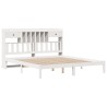 Lit bibliothèque sans matelas blanc 200x200 cm bois pin massif 