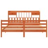 Lit bibliothèque sans matelas cire marron 200x200 cm pin massif 