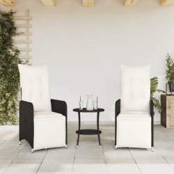 Chaises inclinables de jardin lot de 2 et table résine tressée 