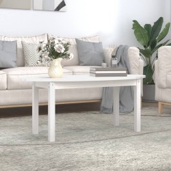 Table basse Blanc 110x55x45 cm Bois massif de pin 