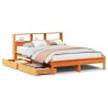 Lit bibliothèque sans matelas cire marron 150x200 cm pin massif 