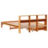 Lit bibliothèque sans matelas cire marron 150x200 cm pin massif 