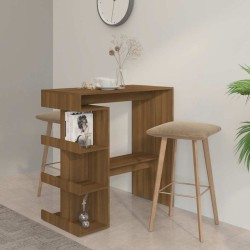 Table de bar étagère de rangement chêne marron bois ingénierie 
