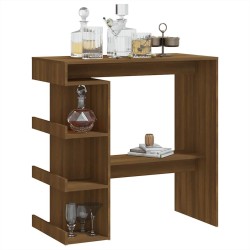 Table de bar étagère de rangement chêne marron bois ingénierie 
