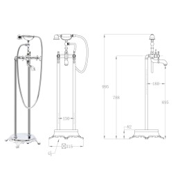 Robinet de baignoire sur pied Acier inoxydable 99,5 cm Argenté 