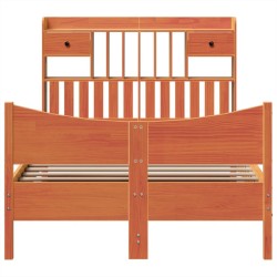 Cadre de lit sans matelas cire marron 135x190cm bois pin massif 