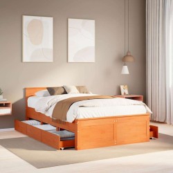 Cadre de lit sans matelas avec tête de lit brun cire 120x190 cm 