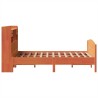 Lit bibliothèque sans matelas cire marron 135x190 cm pin massif 