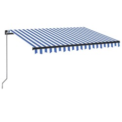 Auvent manuel rétractable 300x250 cm Bleu et blanc 