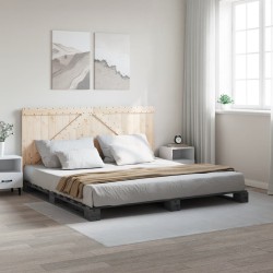 Cadre de lit sans matelas gris 200x200 cm bois massif de pin 