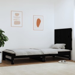 Tête de lit murale Noir 82,5x3x60 cm Bois massif de pin 