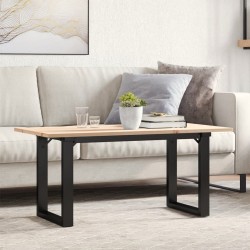Table basse cadre en O 90x40x45 cm bois de pin massif et acier 